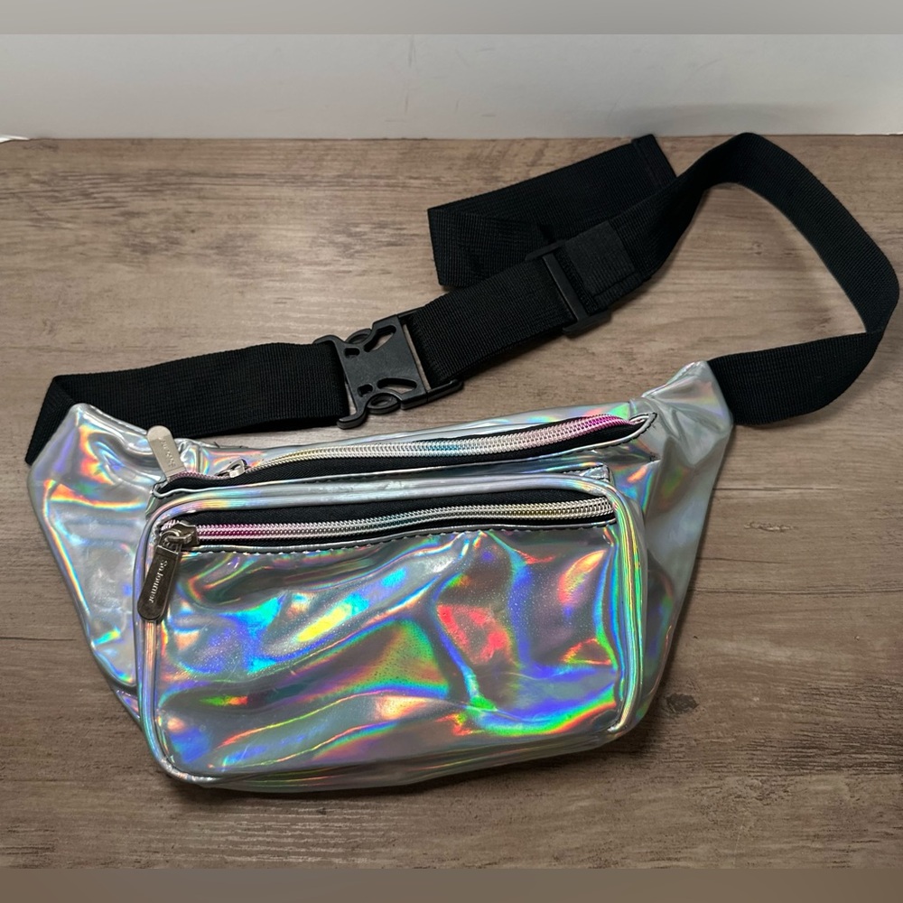 Sojourner Metallic Silver Holographic Rave Festival‎ Fanny Pack Bag.